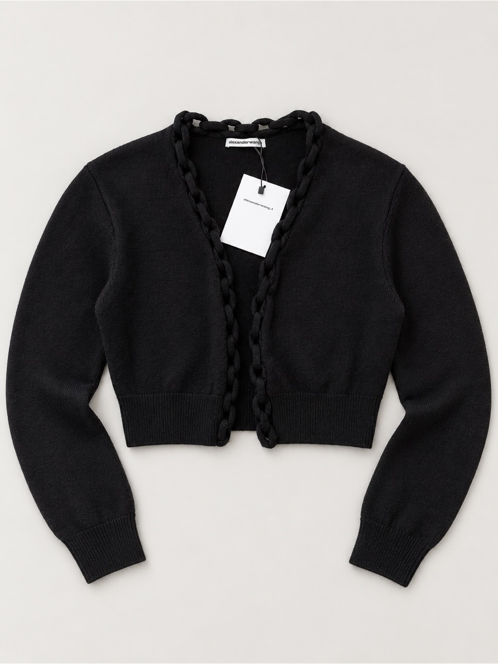 Alexander Wang Black Cropped Chain-Trim Cardigan